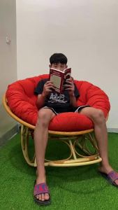 Ghế lười Papasan HEALHOMES bập bênh thư giãn giả mây lõi thép không gỉ trang trí ban công hoặc phòng khách