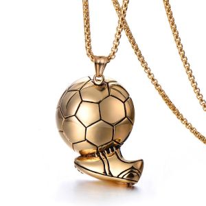 ⚽Esther Football Necklace for men Football Soccer Boots Shoes Pendant Necklace 18k gold pawnable necklace for best friend Gift for boyfriend Jewelry gifts ideas for men kids Children Necklaces Sporty Style stainless steel necklace silver necklace for men