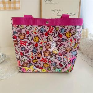 Christmas Gift Halloween Hot Sanrio Girl Waterproof Kt Doll Single Shoulder Handbag Kawaii Hello Kitty Comic Fashion High-Capacity Makeup Storage Bag New