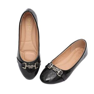 Elegant New Women Patent Leather Ballet Flats with Square Toe and Hook and Loop Closure