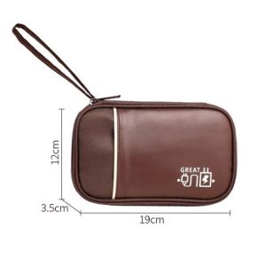 CHAINSTORE (PU LEATHER CP POWERBANK POUCH) Multipurpose Digital Gadget Cable Pouch Earphone Organizer