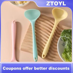 【ZTOYL】 Long Handled Silicone Soup Ladle 1 Piece Large Capacity Ramen Spoon with Heat Resistant Handle for Kitchen Cooking Serving