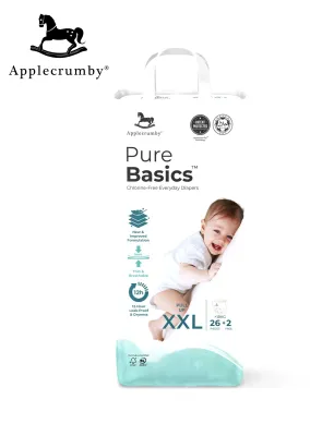 Applecrumby PureBasics™️ Diapers Pack (Tape NB/S/M/L/XL | Pull Up M/L/XL/XXL)