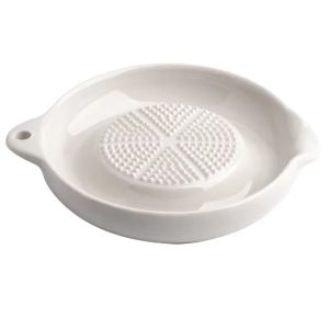 LINSBAYWU Manual Ceramic Ginger Grater Household with Flow Guide Port Garlic Masher Kitchen Tool Round Baby Food Grinder Fruit Puree