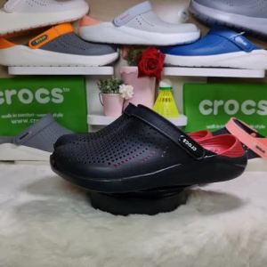 Crocs LiteRide Clog black and red beautiful shoes good quality durable modern popular suitable for beach trips/swimming light soft comfortable relieves pain.
