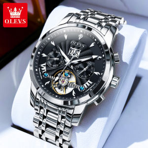 OLEVS automatic watch for men  waterproof 2023 original japan watch  tourbillon diamond dial dual calendar chronograph luminous gift for boyfriend relo for men