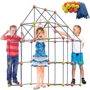 Kids Forts Building Kit Tent Building Blocks Toys Kids Building Tent DIY Block House Gift For Kids