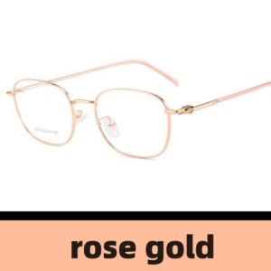 Fashion Photochromic Eyeglasses for Men and Women Plain Glasses Rose Gold Black Metal Frame Eyewear