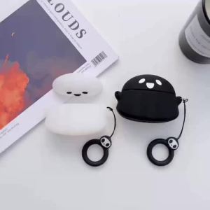 [2 Pack] 3D Black+White(Glow in The Dark) Ghost Case for Airpod Pro/Pro 2nd3D Cartoon Cute Airpods Pro Case for Kids Girls Teens BoysFashion Kawaii Cool Soft Case for Airpod Pro 2019/Pro 2nd 2022