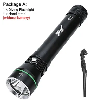 Asafee Diving Waterproof LED Diving Flashlight 2000LM Waterproof Rechargeable Flashlight Scuba S4 With 26650 Battery and Charger Waterproof 110M Underwater Diving torch