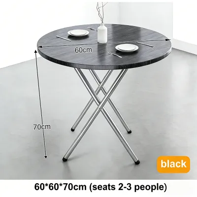 Compact Round Wood Dining Table with X-Type Stable Frame for Small Spaces