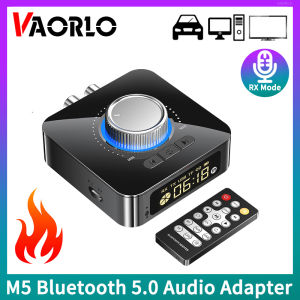 VAORLO Original M5 Bluetooth Receiver Transmitter 2 in 1 Wireless Audio Adapter With Digital LED Display 3.5mm AUX R/L RCA Jack Stereo Music Adapter Support TF/U-Disk IR Control With Mic Volume Control