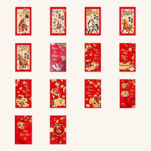 Set 6 bao lì xì M8 thiết kế sáng tạo mang tài lộc năm mới giấy dày in sắc nét cầm chắc tay