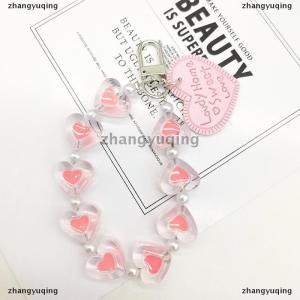 [COD] zhangyuqing Love Heart Lanyard Anti-Lost Bracelet For Mobile Phone Case Wrist Strap Car Keychain Cute Phone Charm