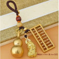 （大师開光）招财金貔貅算盘葫芦钥匙扣 FENGSHUI feng shui decoration 貔貅 葫芦 算盘 纯黄铜风水招财聚宝挂件 八方聚财 财源滚滚（送朱砂）. 