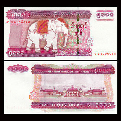 缅甸 MYANMAR / BURMA 5000 / 5,000 KYAT (2004) UNC 100% NEW AND REAL BANKNOTE
