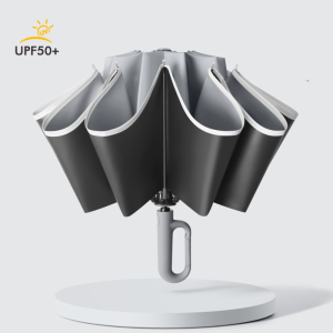 NOBLELUX Sọc phản quang chống gió Ô gấp ngược Hoàn toàn tự động Gia cố Ô UV Hợp thời trang Tay cầm Carabiner Dù che nắng