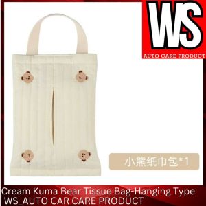 Cream Kuma Bear Tissue Bag-Hanging Type Car multifunctional tissue bag car seat back toilet paper box