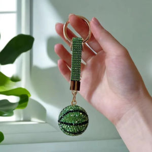 MOLISAN เงางาม พวงกุญแจบาสเกตบอล ไรน์สโตน ลูกปัดกลมกลม จี้บาสเกตบอล ของขวัญสำหรับเด็ก Flexing แบบยืดหยุ่น พวงกุญแจกีฬา คนรักบาสเกตบอล