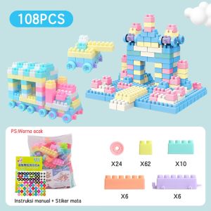 Mumystation Mainan block brick 108pcs  diy susun balok lembut