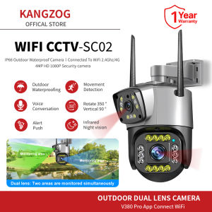 KANGZOG Wifi Dual Lens Cctv Cameras V99 For House Wireless Connect Phone 360° Outdoor Waterproof (Using the V380 PRO APP)