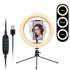 Ring Light LED Lampu Selfie Tripod Terang Guna Foto Video Vlog Livestream Konten Kreator Profesional