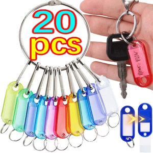 20pcs Colorful Plastic Key Chain Key Tags House Bags Keys Label Numbered Name Baggage Tag With Split Key Rings