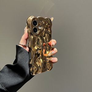 3D Wavy Meteorite Pattern Phone Case for iPhone 17 Air 16 15 14 13 12 11 Pro Max Plus Camera Protection Plating Shockproof Cover