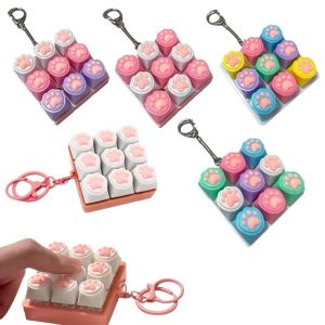 9 Keys Keyboard Keycaps Fidget Toy Party Stress Relief Diy Keycaps Toy Keyboard Caps Finger Button Fidget Finger Keycaps