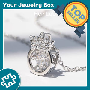 Her Lab Jewelry | Genuine D-color moissanite sparkling diamond necklace 925 sterling silver crown heart-beating womens pendant GRA certificate 100% passed the diamond detector all-match high-end gift