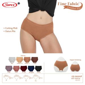 [ 6 PCS ] Celana Dalam Sorex CD 0839 Fine Fabric Citting Midi / CD Perempuan Katun Mix