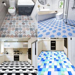 Bestenrose【New-product-waterproof】Waterproof Floor Stickers Self Adhesive Imitation carpet Wallpapers DIY Bathroom Bedroom Office Kitchen Tile Wall Sticker Wall Ground Decor 60CM*10M