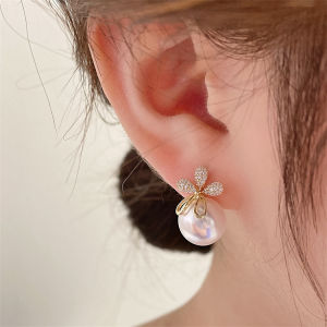 Frascati New Senior Zircon Flowers Pearl Stud Earrings Fashion Sweet Temperament Trend Lovely Women Earrings Jewelry