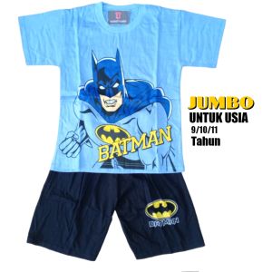 Setelan Kaos Anak Laki Laki Lengan Pendek Kaos dan Celana Jumbo Bergambar Karakter kartun Lucu Super Herro Batman Spidermen Umur Usia 9 10 11 Tahun-KIDZTUBS1811013124