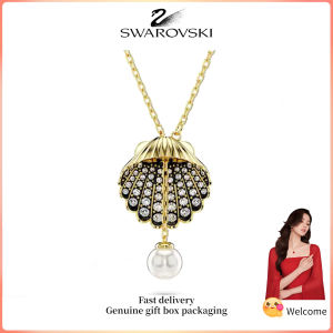 ♈ Swarovski ♈ Vòng cổ thời trang nữ Mặt dây chuyền Idyllia Y đính ngọc trai pha lê mạ vàng vỏ sò kim cương trắng Quà tặng Valentine Quà sinh nhật