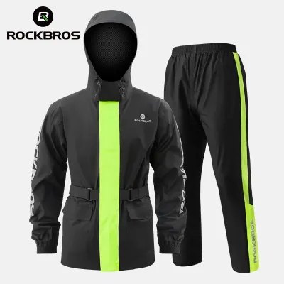ROCKBROS Motorcycle Raincoat Waterproof Breathable Rain Pants Adjustable Reflective Jacket Raincoat For Motorcycle Riders Men And Women ☀0318x