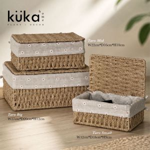 <READY STOCK> 3in1 Woven Storage Basket with Lid | Bakul Simpanan Serbaguna | Fabric Storage Basket | Home Organizer