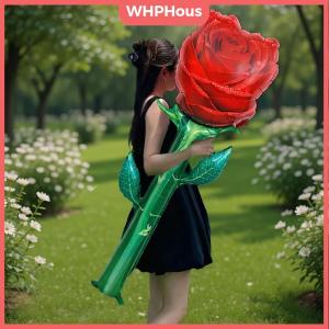 WHPHous Large Red Rose Balloons Rose Flower Shape Foil Balloons For Mothers Day Valentines Day AnniversariesParty Gift Decorations