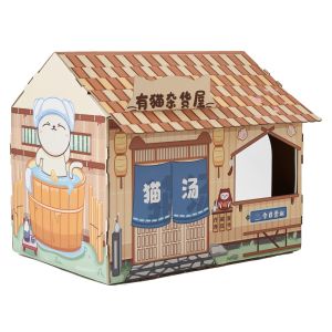 Cat House Kitty Private Space Cat Bed Milk Box House with Free Scratching Board Large Size Paw Toy [SG stock]