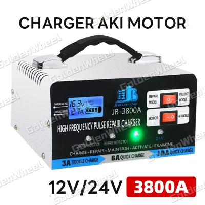 【MONQIQI】Charger Aki Mobil Motor Portable Automatic Smart Intelligent Chip 12V 24V 6-600A Mobil Otomatis Accu Kering Dan Basah Lead Acid Battery Charger Auto Cut Off 180W EU Plug