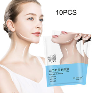 10Pcs Goat Milk Neck Lift Firming Mask Hydrating Whitening Collagen Fade Neck Wrinkle Patch Anti-Aging山羊奶颈膜美白淡化颈纹