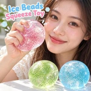 FSDRD Super Soft Ice Beads Squeeze Toy Slow Rebound Ice Beads Squeeze Toy Fashion Colorful Flat Beads Flat Ball Fidget Toy For Adults