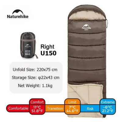 Naturehike ถุงนอนผ้าฝ้าย Ultralight ฤดูหนาวที่อบอุ่นถุงนอนผ้านวมกลางแจ้ง Camping Hiking Travel U350