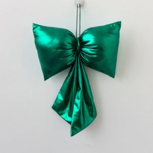 YERZ Glace Leather Christmas Bowknot Pendant Reusable Sparkly Xmas Tree Charm Creative Large Bow Hanging Ornament Christmas Party
