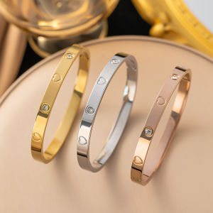 Gelang wanita titanium gelang wanita kartir anti karat anti luntur embos