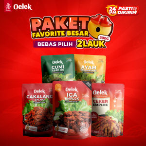 Oelek Paket 2 Lauk Bebas Pilih / Iga Emplok / Cakalang Balado / Cumi Cabe Ijo / Ayam Kecombrang / Lauk Siap Saji