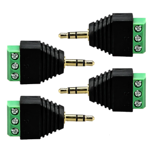 4pcs 3.5mm Balun Male To Screw Terminals Female Adapter Easy to Use for Microphones & Earphones without Soldering