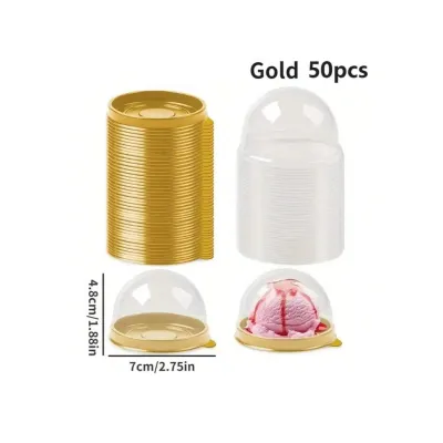 Kuih Bulan Box PET Plastic 50pcs Round Mooncake Case with Cover for 50-100g Pastries Gift Container