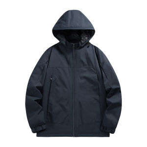 2026 Autumn and winter outdoor mountain windproof jacket with cotton soft shell large pocket jacket mens hooded jacket work clothes