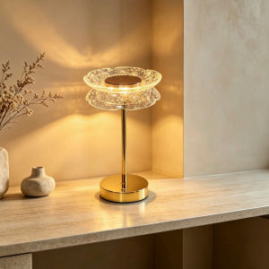 Modern Water Ripple Table Lamp Gold Metal Touch Control Ambient Light Mid Century Decor Bedside Night Light For Living Room Bedroom Dining Room Wedding Gift Aesthetic Room Decor